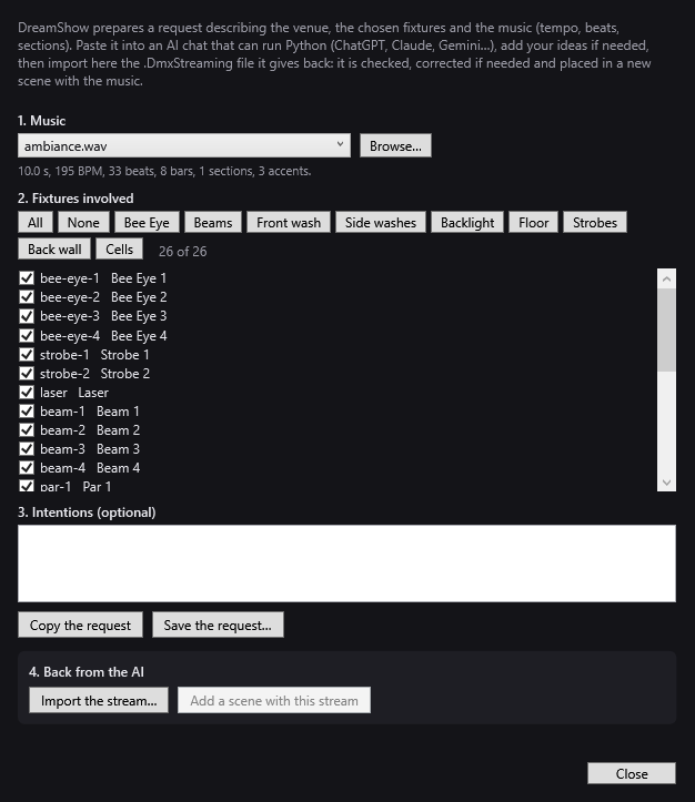 The DMX stream by an AI window