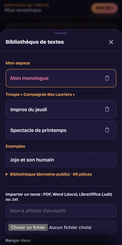 La bibliothèque : mon espace, la troupe et l'exemple